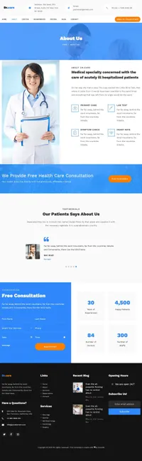 drcare mini website template desktop screenshot