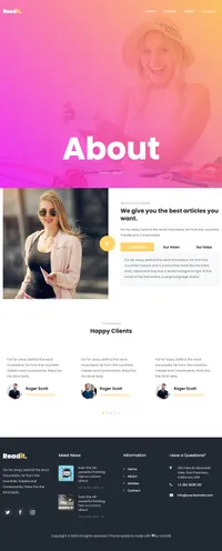 readit mini website template desktop screenshot