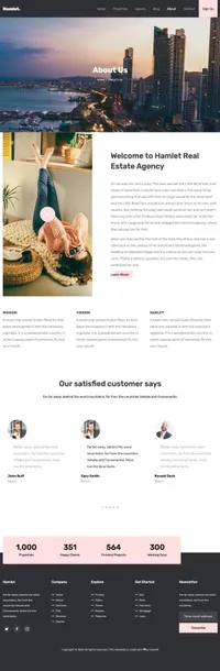 hamlet mini website template desktop screenshot
