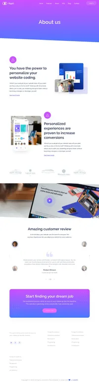 appli mini website template desktop screenshot