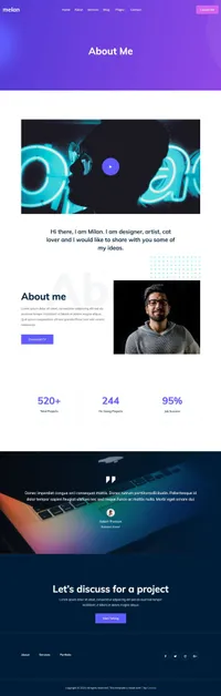 melan mini website template desktop screenshot