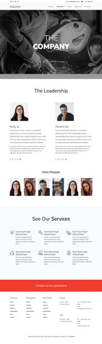 industrie mini website template desktop screenshot