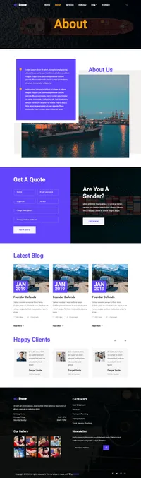 boxe mini website template desktop screenshot