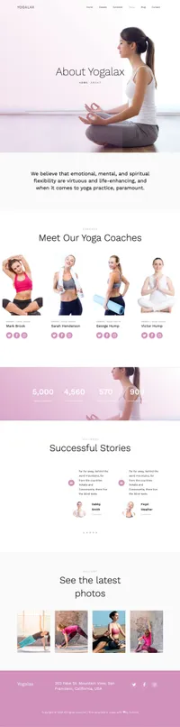 yogalax mini website template desktop screenshot
