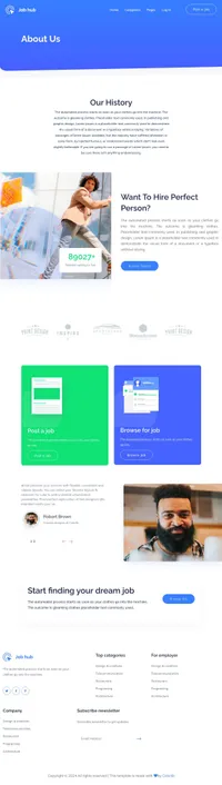 jobhub mini website template desktop screenshot
