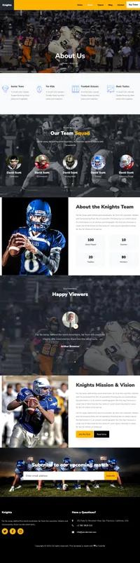 knights mini website template desktop screenshot