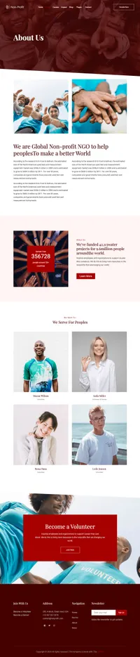 nonprofit mini website template desktop screenshot