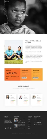 welfare mini website template desktop screenshot