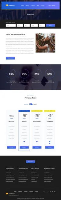 academica mini website template desktop screenshot