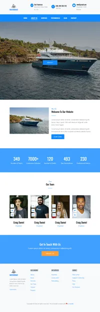 waterboat mini website template desktop screenshot