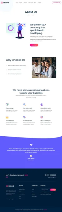 seogo mini website template desktop screenshot