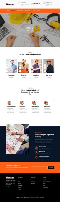 engineers mini website template desktop screenshot