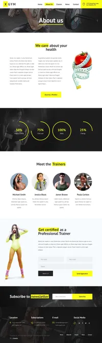 xgym mini website template desktop screenshot