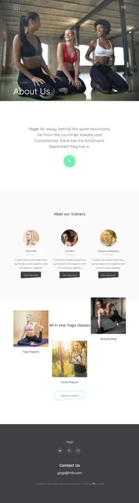 yoga mini website template desktop screenshot