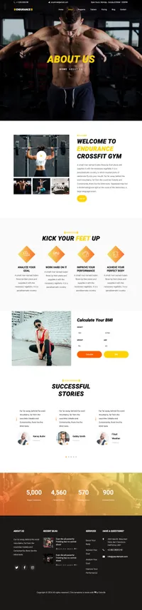 endurance mini website template desktop screenshot