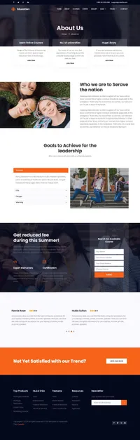 education mini website template desktop screenshot