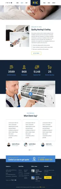 hvacompany mini website template desktop screenshot