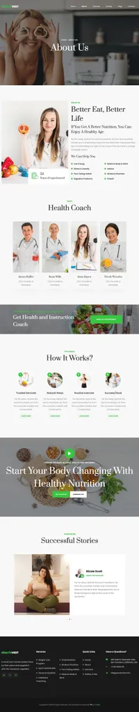 healthvest mini website template desktop screenshot
