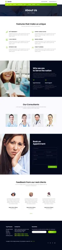 dentist mini website template desktop screenshot