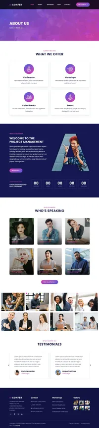 confer mini website template desktop screenshot