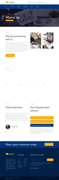 invest mini website template desktop screenshot