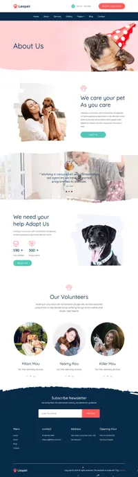 leopet mini website template desktop screenshot