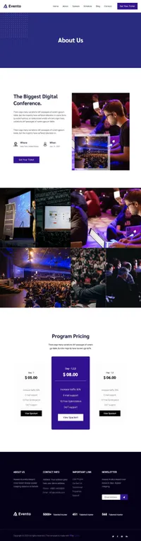 eventz mini website template desktop screenshot