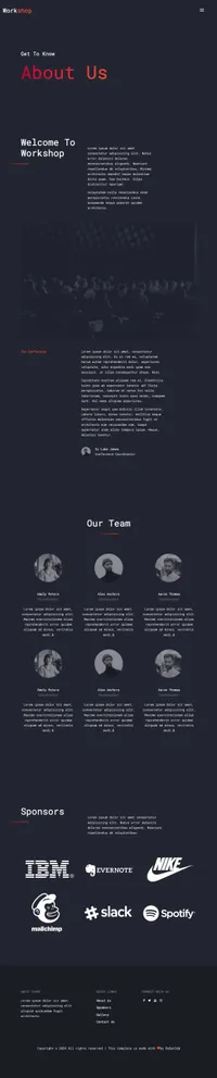 workshop mini website template desktop screenshot