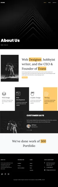 evans mini website template desktop screenshot