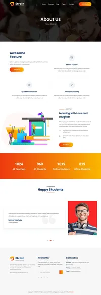 etrain mini website template desktop screenshot