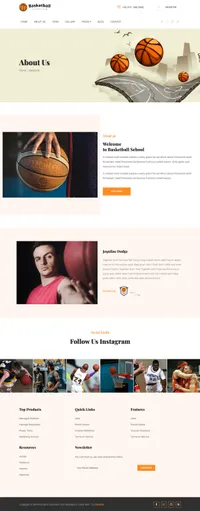basketball mini website template desktop screenshot