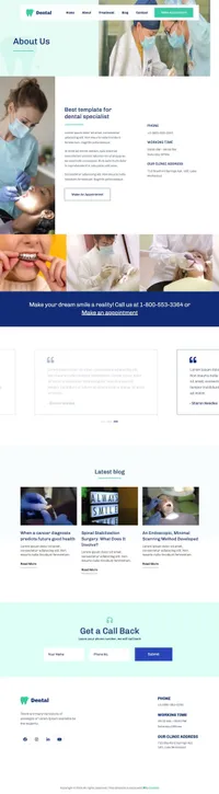 dental mini website template desktop screenshot