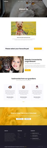 animal-shelter mini website template desktop screenshot