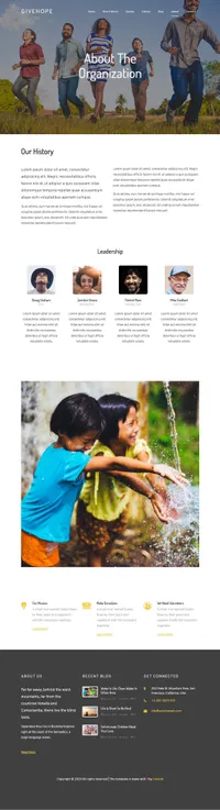givehope mini website template desktop screenshot