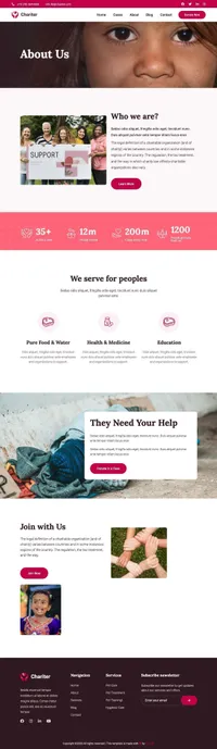 chariter mini website template desktop screenshot