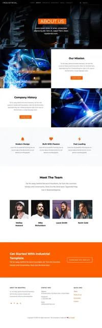 industrial mini website template desktop screenshot