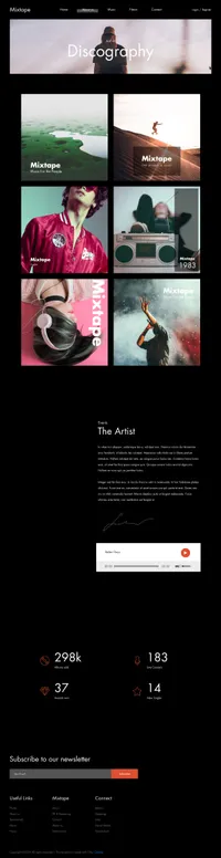 mixtape mini website template desktop screenshot