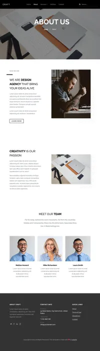 craft mini website template desktop screenshot