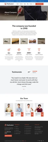 pestcontrol mini website template desktop screenshot