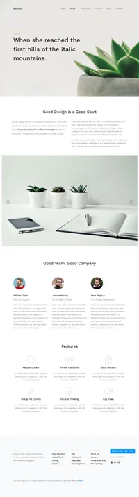 atomic mini website template desktop screenshot