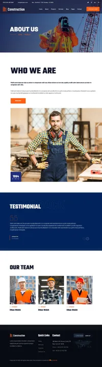 constructioncompany mini website template desktop screenshot