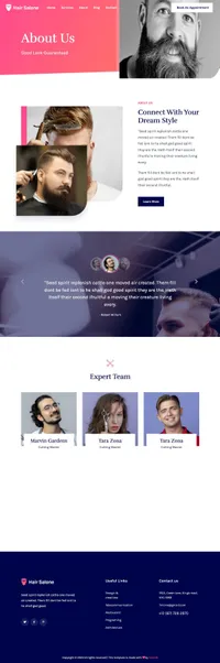 hairsalone mini website template desktop screenshot