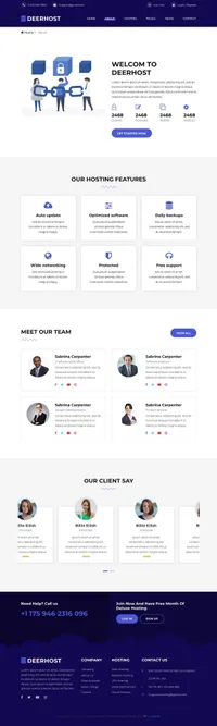 deerhost mini website template desktop screenshot