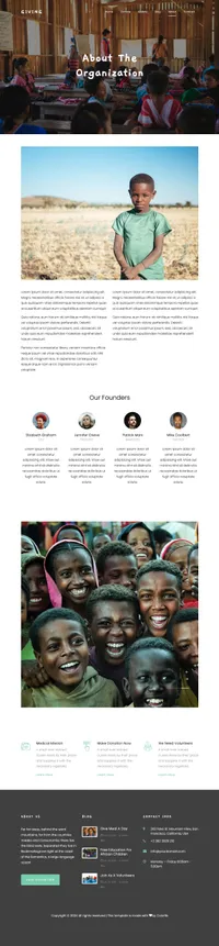 giving mini website template desktop screenshot