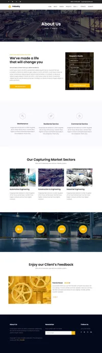 industry mini website template desktop screenshot