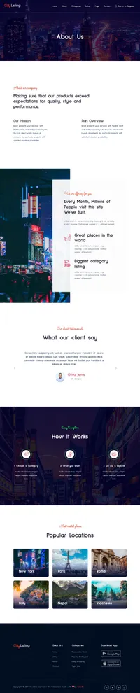 citylisting mini website template desktop screenshot