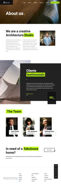 arcade mini website template desktop screenshot