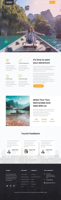 vacation mini website template desktop screenshot