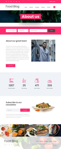 foodblog mini website template desktop screenshot