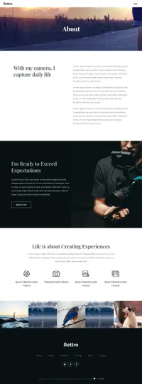 rettro mini website template desktop screenshot